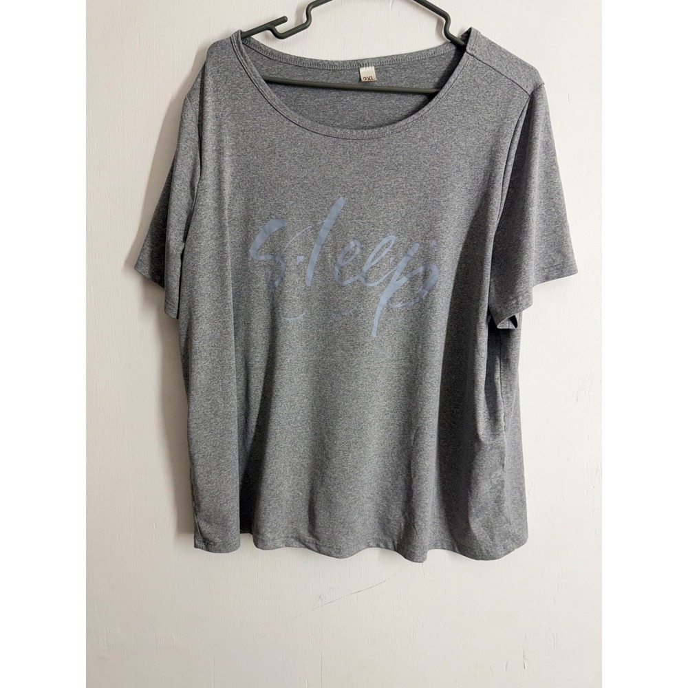 Sleep Graphic Pajama Top Heather Gray Short Sleeve Loungewear Shirt 2XL